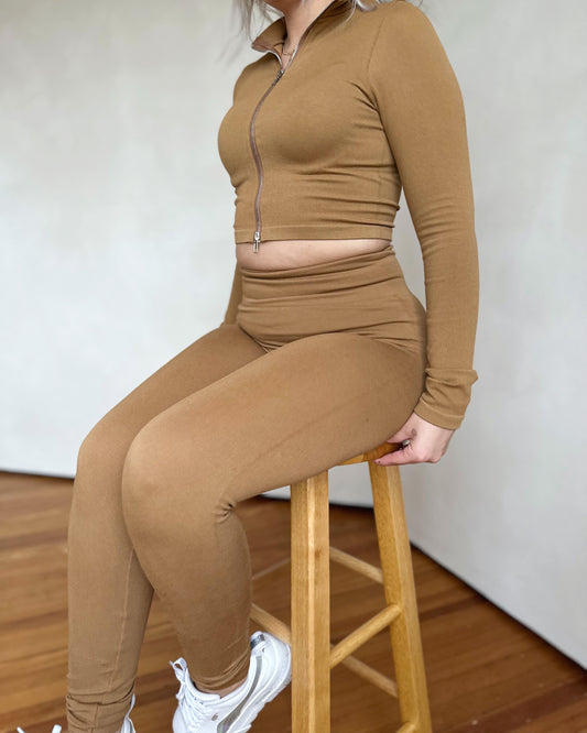 Seamless Zipper Top and Leggings Set